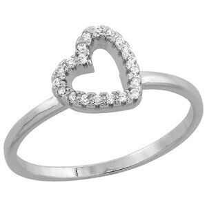 Sterling Silver Cubic Zirconia Dainty Heart Ring Micro Pave sizes 5 6 7 8 9